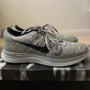 Nike rainbow multi-color Flyknit Lunar 1+ sneakers